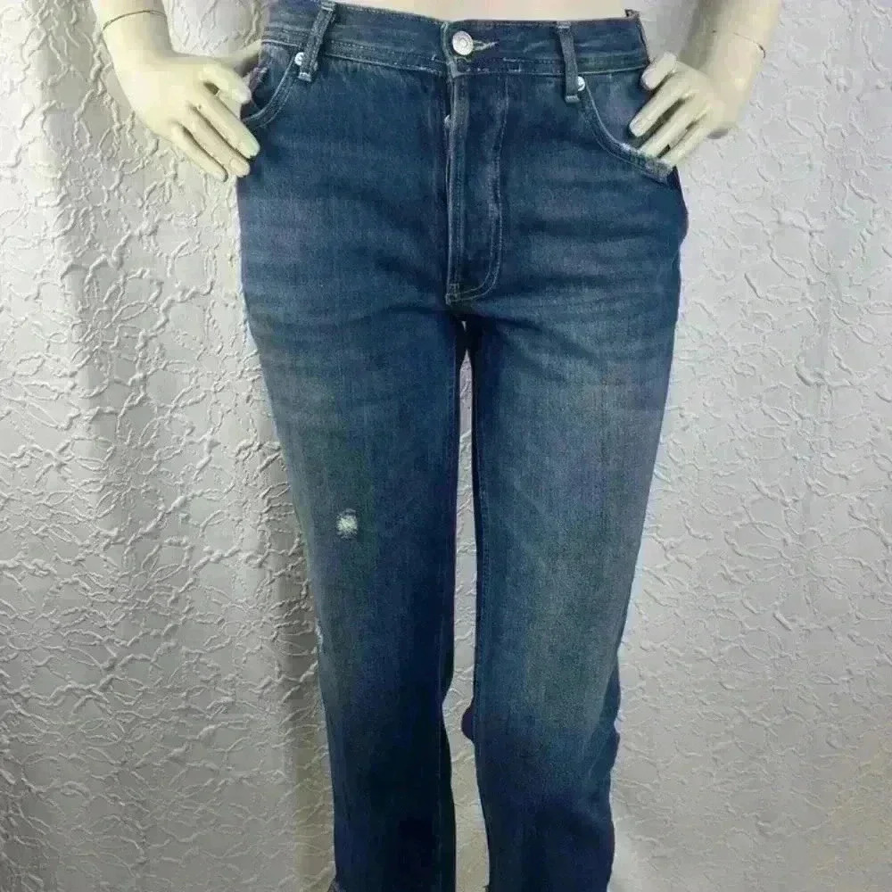 Free‎ People We The Free Sequoia Blue Distressed Straight Leg Jeans 27